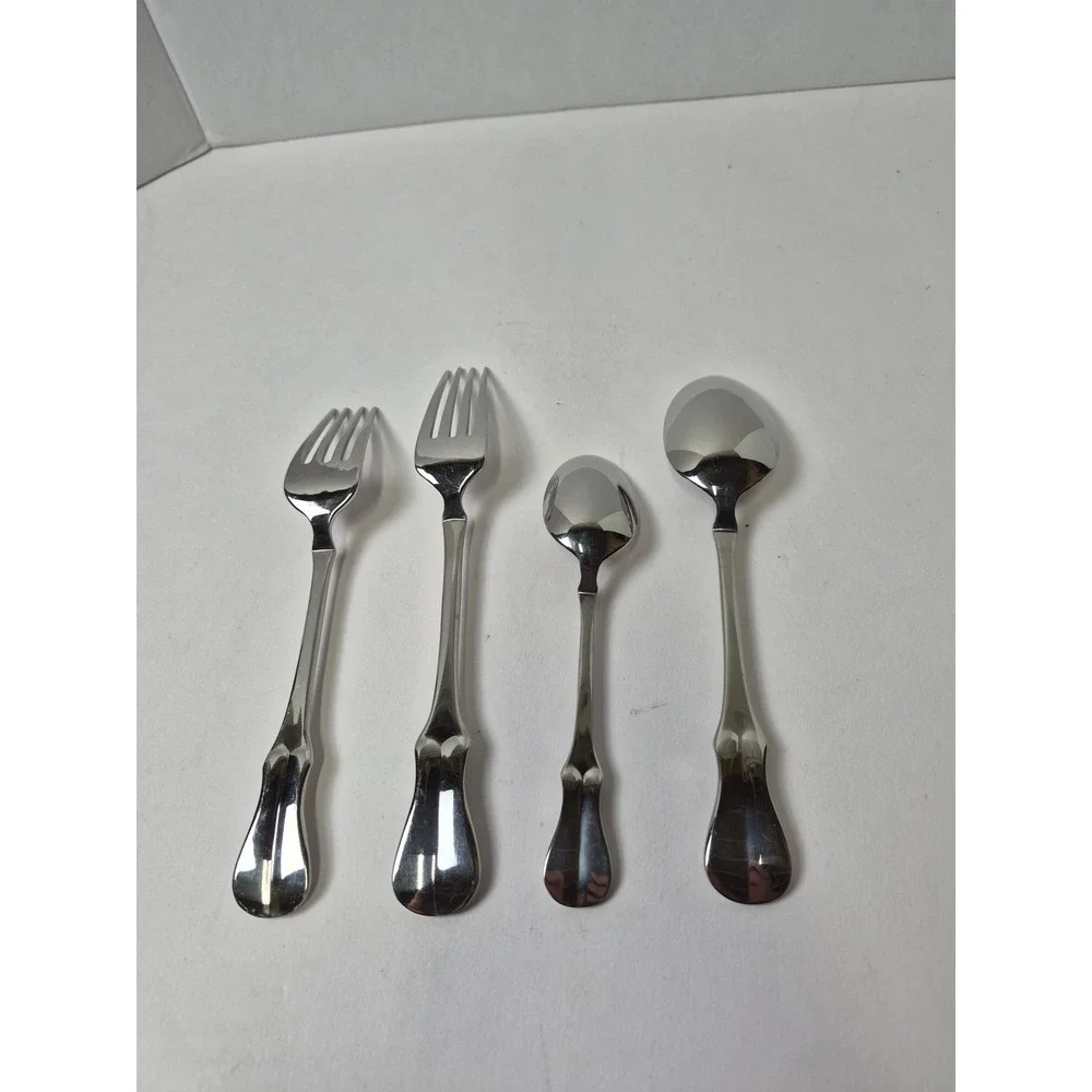 Wallace Elite 18/10 Stainless Flatware Continental Bead 4 Piece Set Forks Spoons